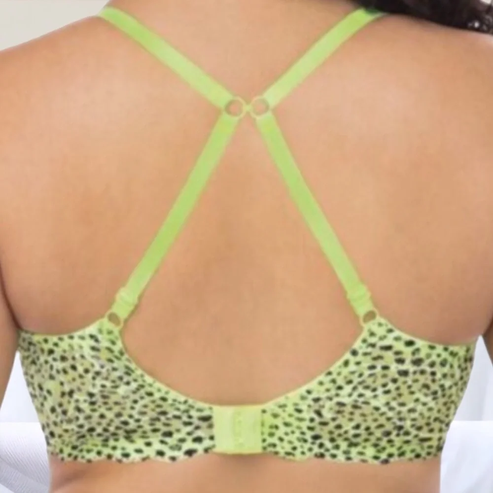 No Boundaries Nobo Green Cheetah Convertible Bra 34DD